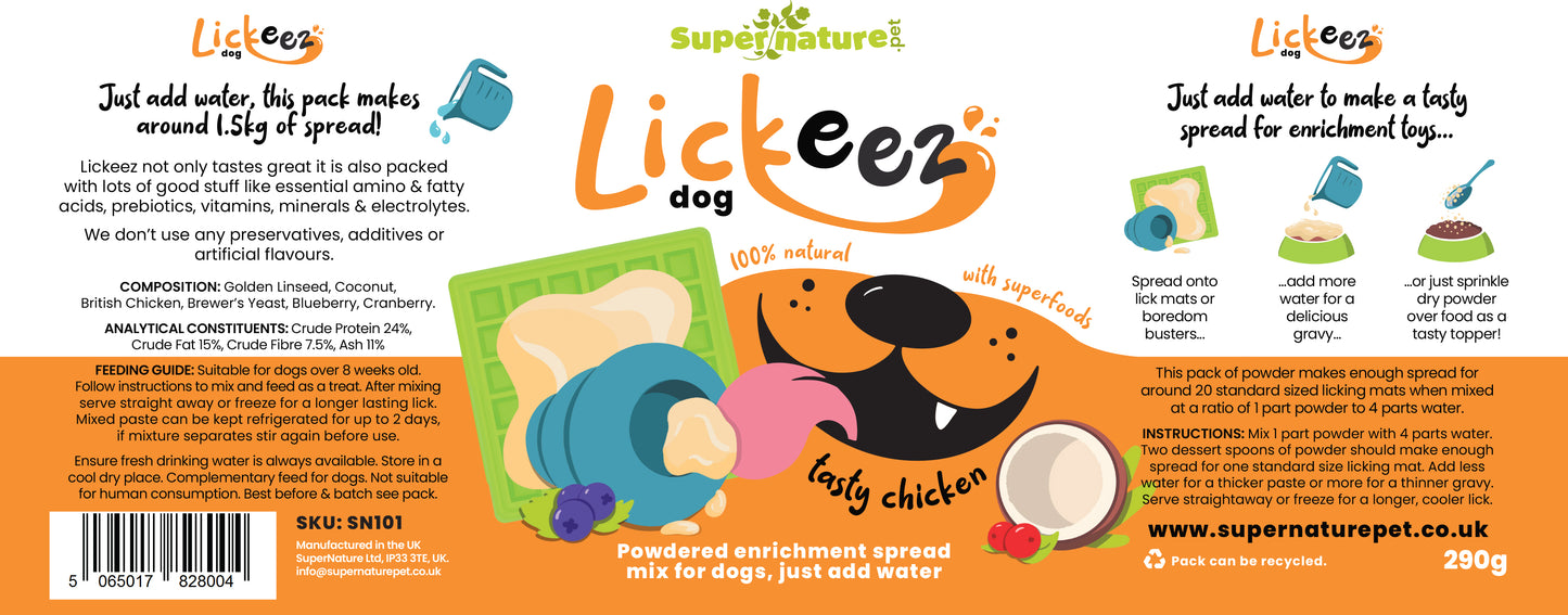 Lickeez Chicken Enrichment Spread Mix for Dogs