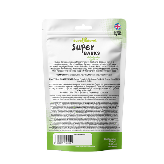 Super Barks - Slippery Elm & Marshmallow Root Supplement 100g