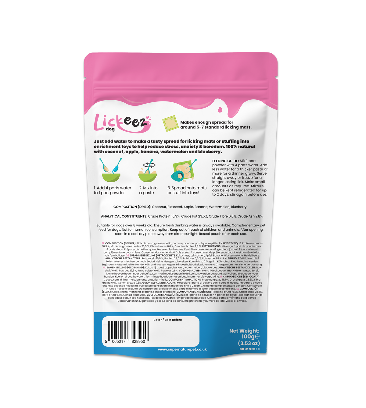 Lickeez Dog Fruity Enrichment Spread Mix for Dogs 100g
