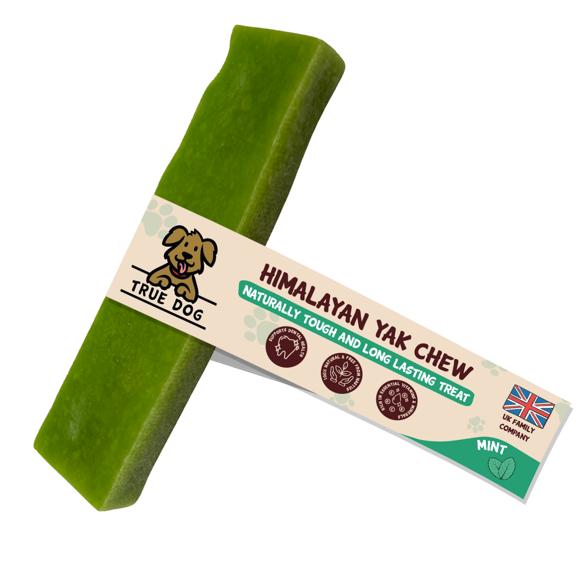True Dog Himalayan Yak Chew Mint, naturally tough and long-lasting treat for dogs.