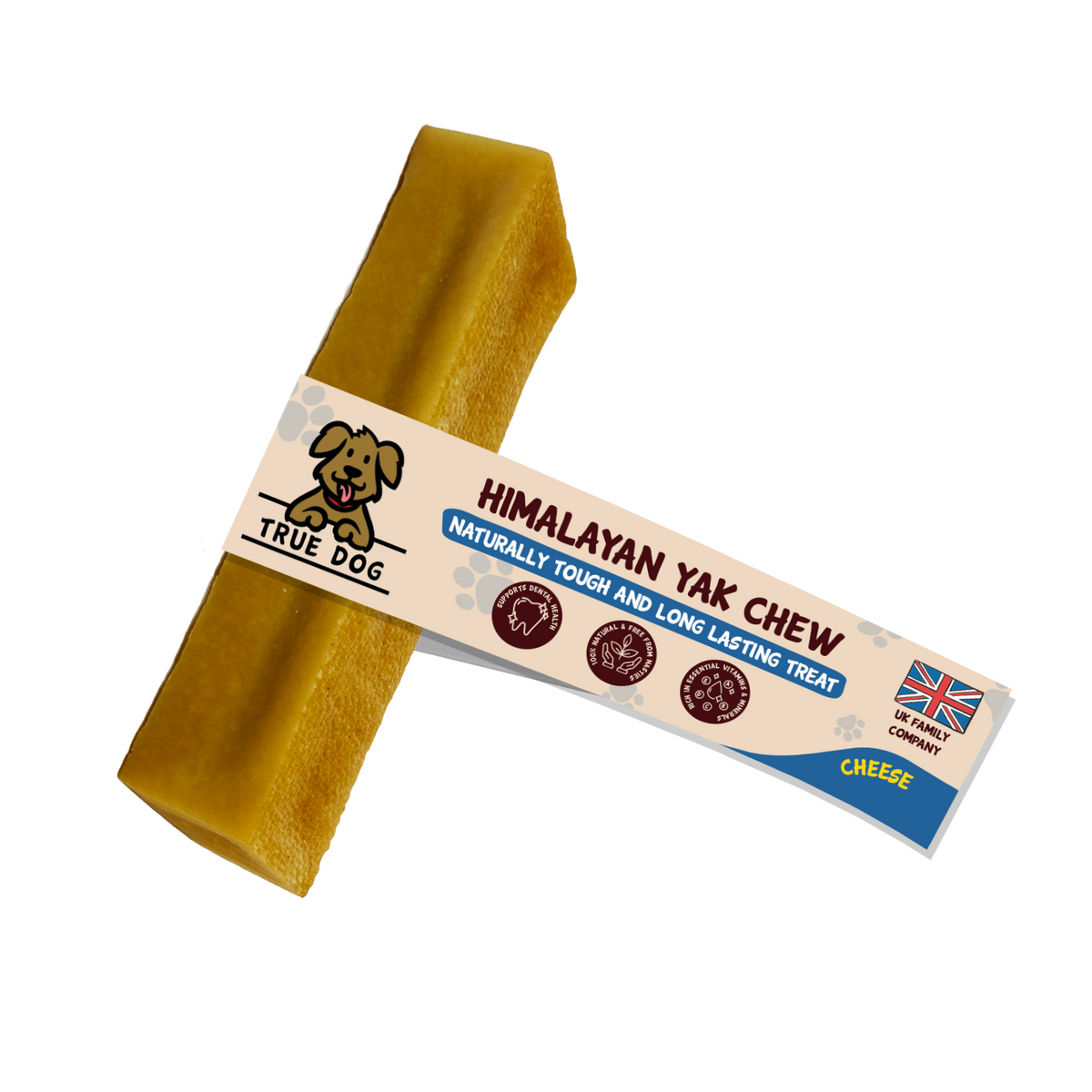 True Dog Himalayan Yak Chew Original Cheese, a naturally tough and long lasting treat for dogs.