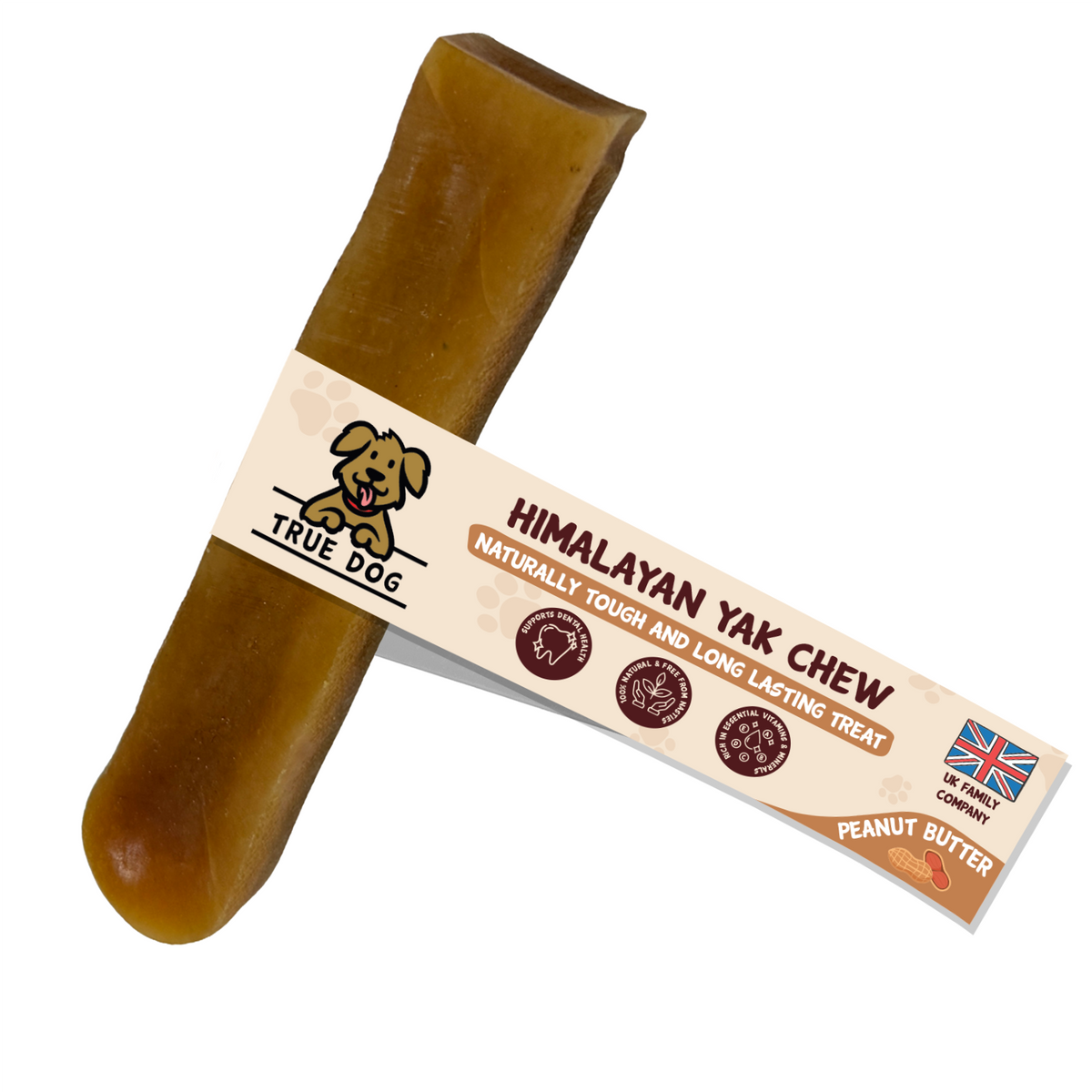 True Dog Himalayan Yak Chew Peanut Butter, naturally long lasting treat for dogs.