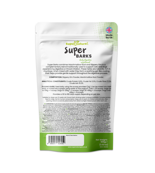 Super Barks - Slippery Elm & Marshmallow Root Supplement 100g